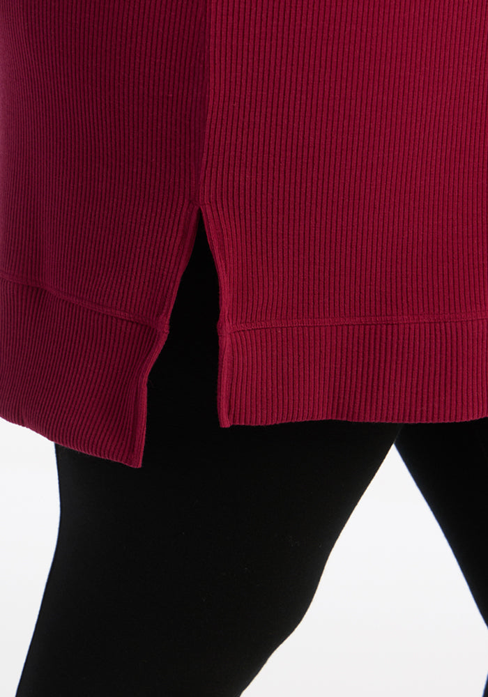 Evie Ribbed Tunic - Beet Red