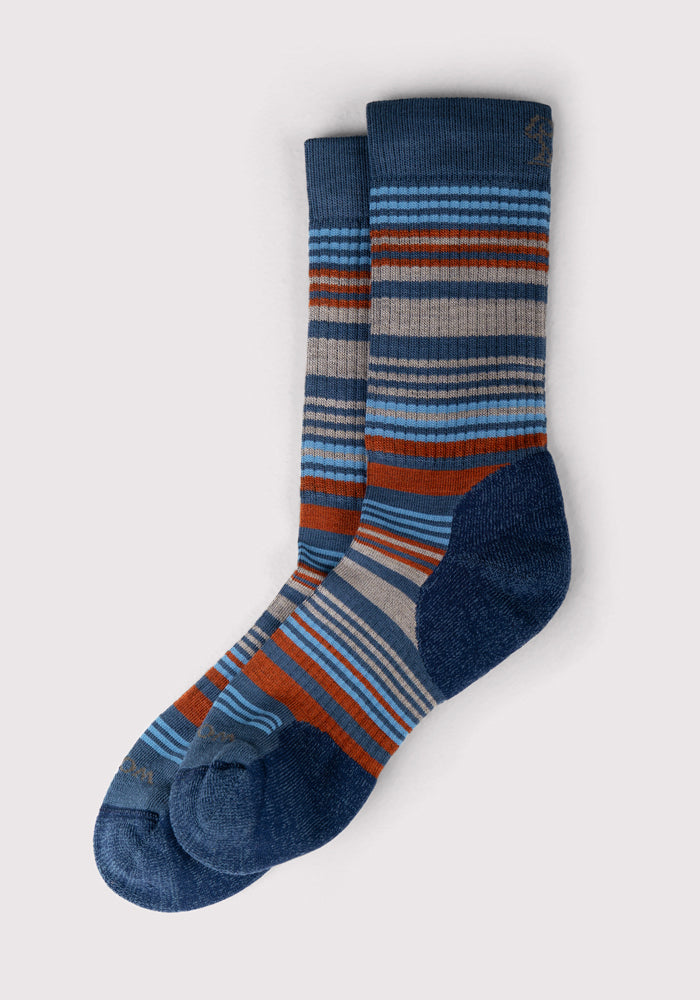 Mens Everyday Crew Socks - Majolica Blue Stripe