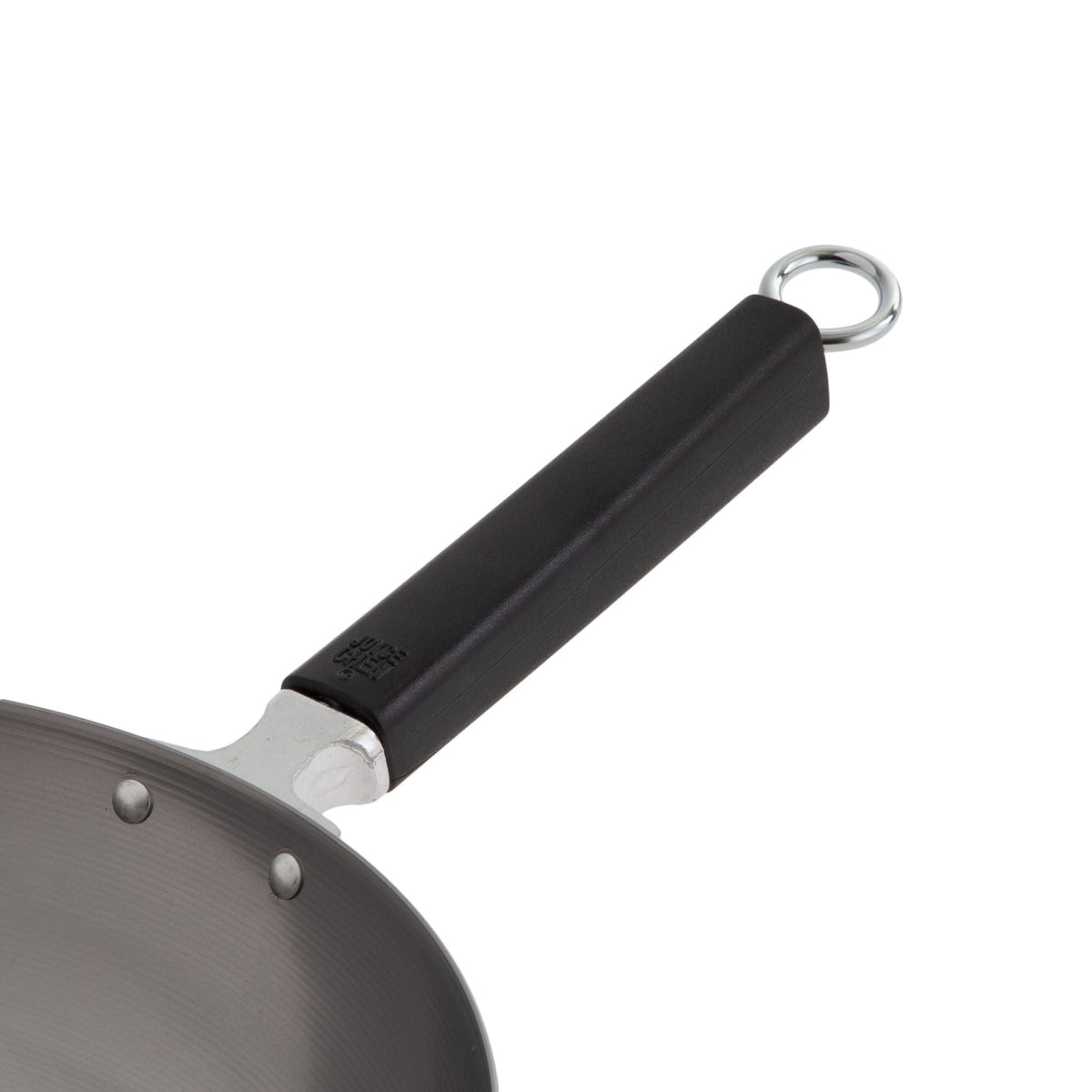 J22-0050 - Joyce Chen Uncoated Carbon Steel Stir Fry Pan with Phenolic Handle, 12"