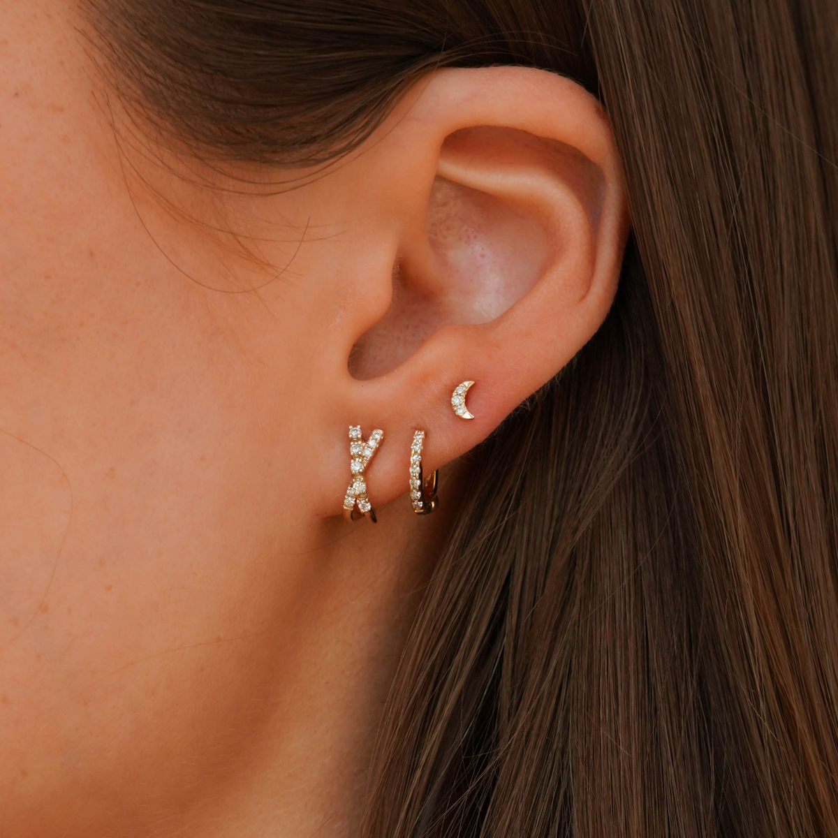Mini Crescent Moon Studs