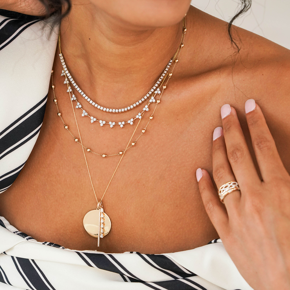 Sylvie Rose Disc and Pave Bar Necklace