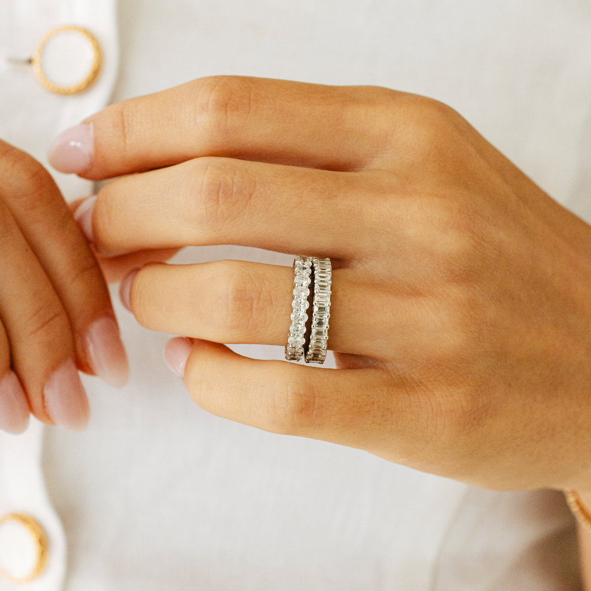 DRD 0.10 Ct. Emerald Cut Diamond Eternity Ring