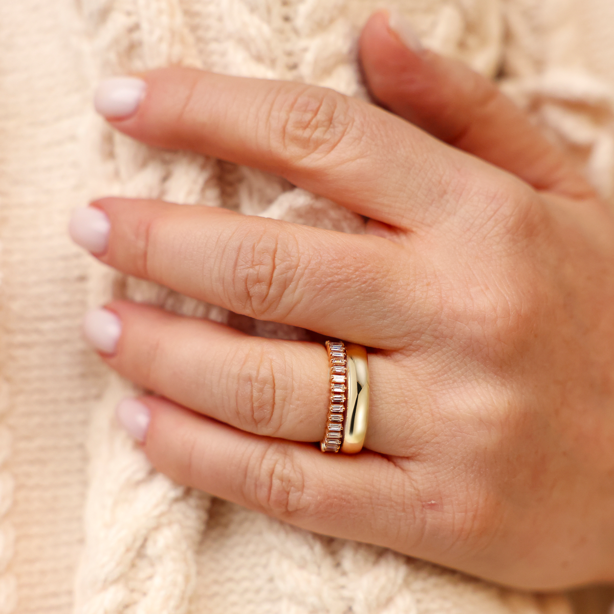 Sadie Pearl Vertical Baguette Eternity Ring