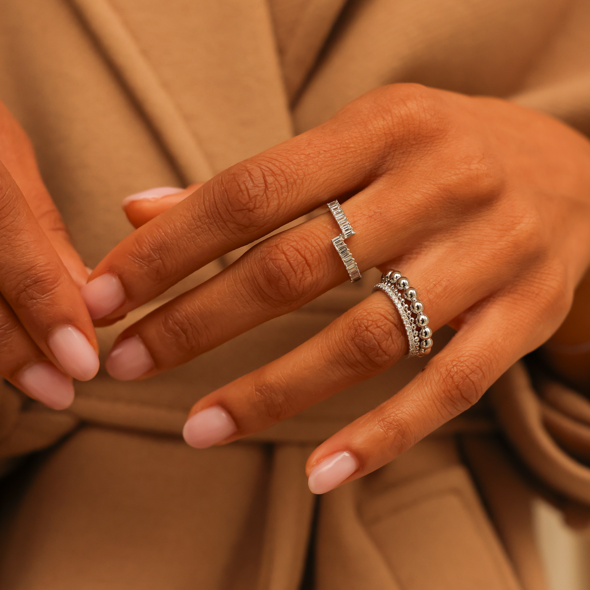 Sadie Pearl Split Baguette Ring