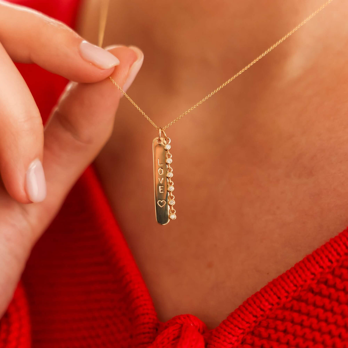 Lulu Jack Vertical Bar and Diamond Bezel Link Necklace