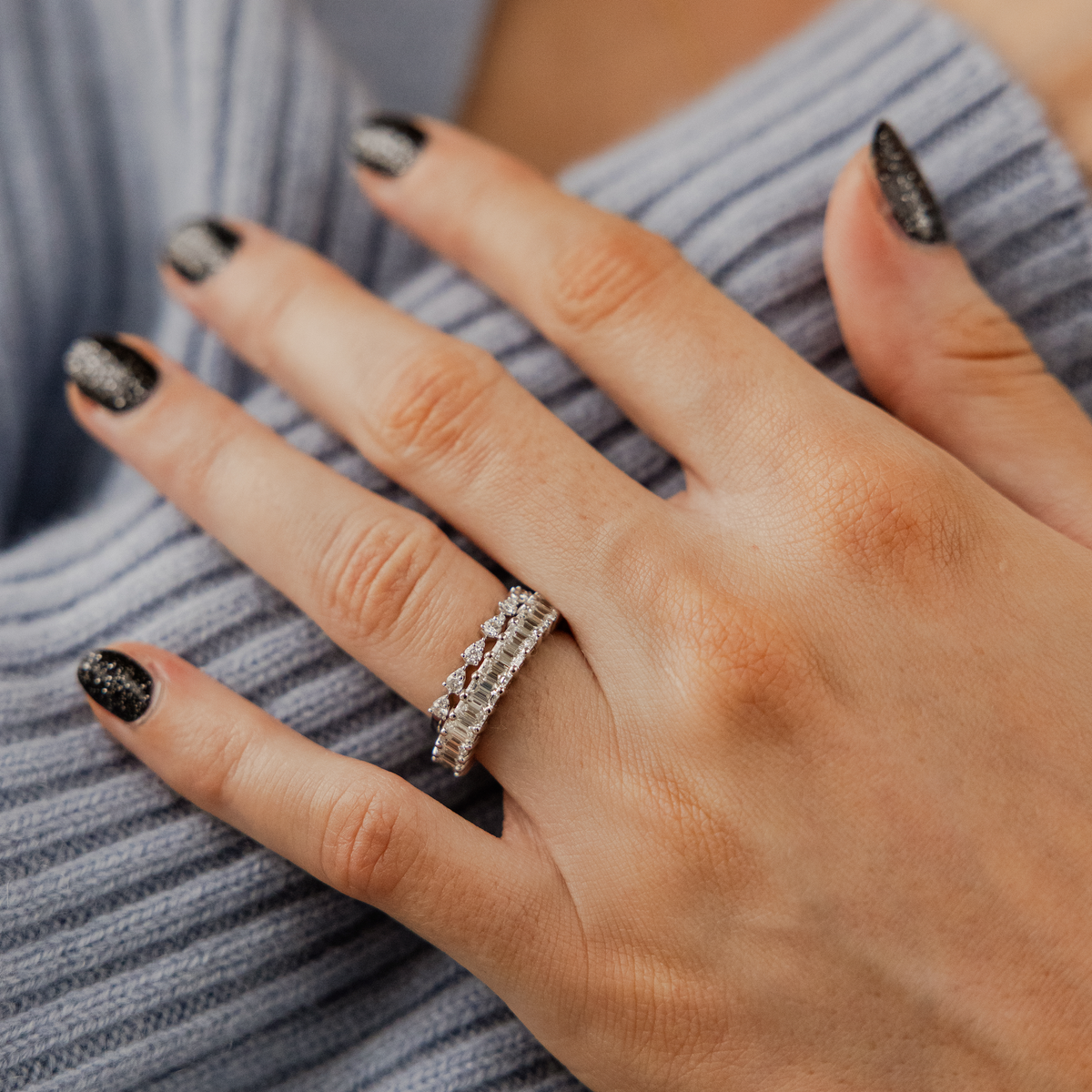 DRD 0.15 Ct. Emerald Cut Diamond Eternity Ring
