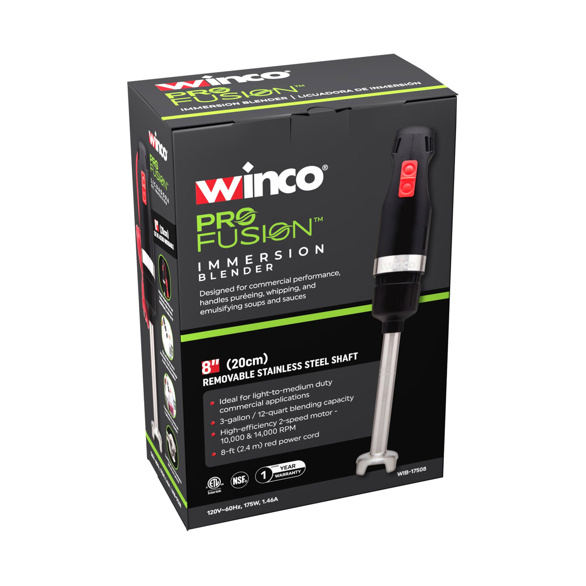 WIB-17508 - Winco ProFusion Immersion Blender with 8" Shaft