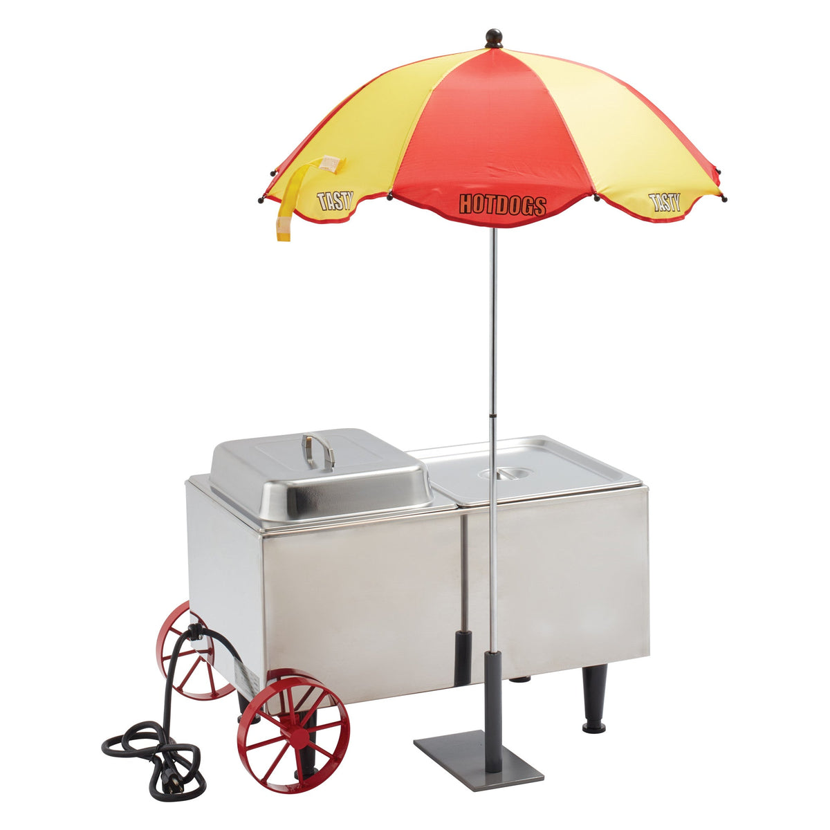 60072 - BenchmarkUSA Hot Dog Steamer Mini Cart with Umbrella