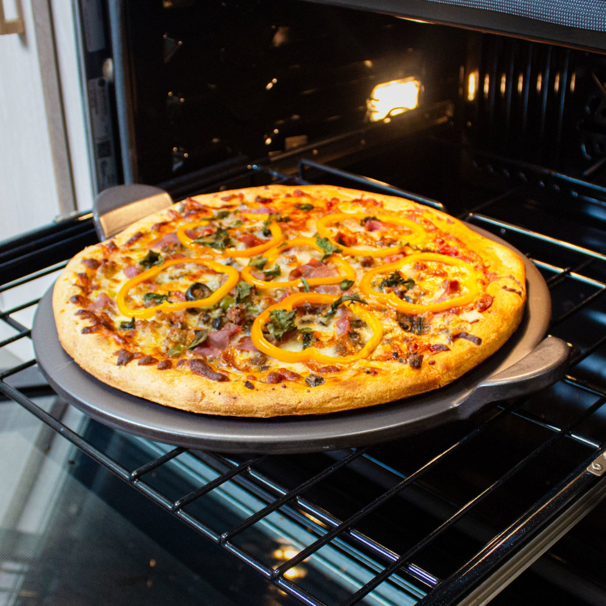 GPS15H-G - Old Stone Glazed Pizza Stone with Handles, 15"