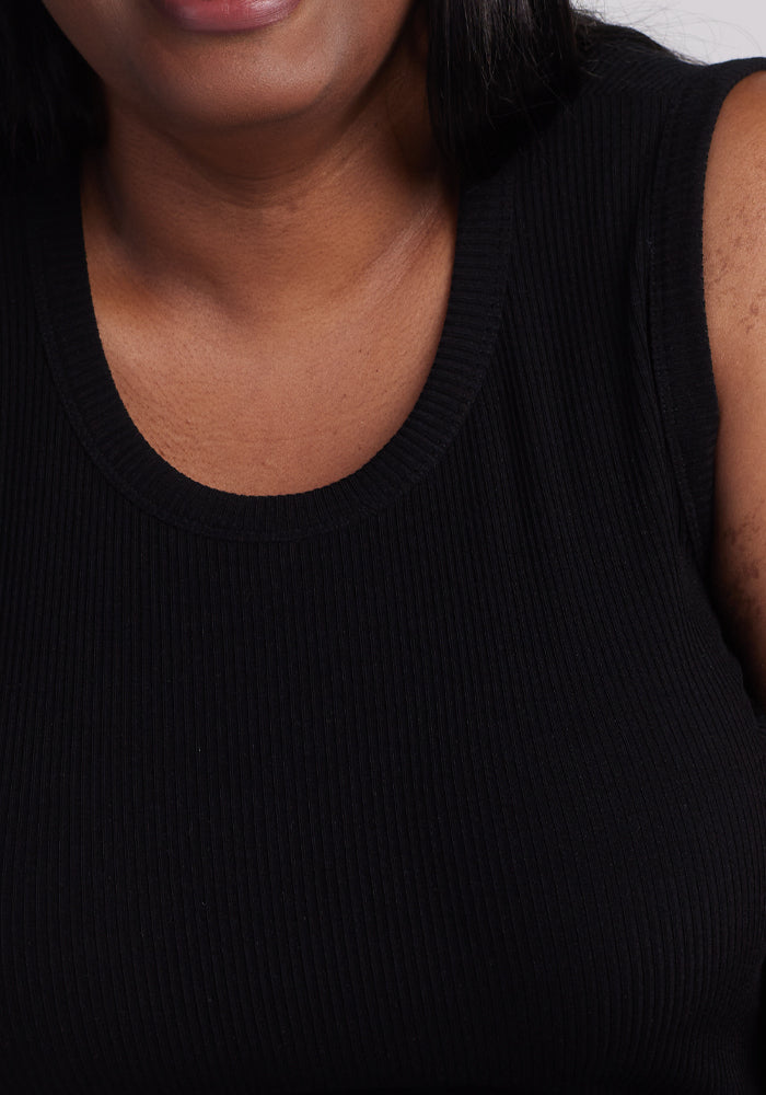 Raegan Ribbed Tank Top - Black