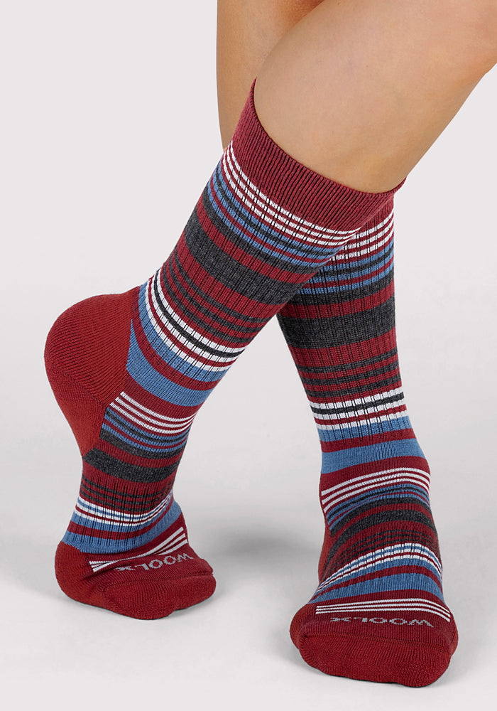 Womens Everyday Crew Socks - Rhubarb Stripe