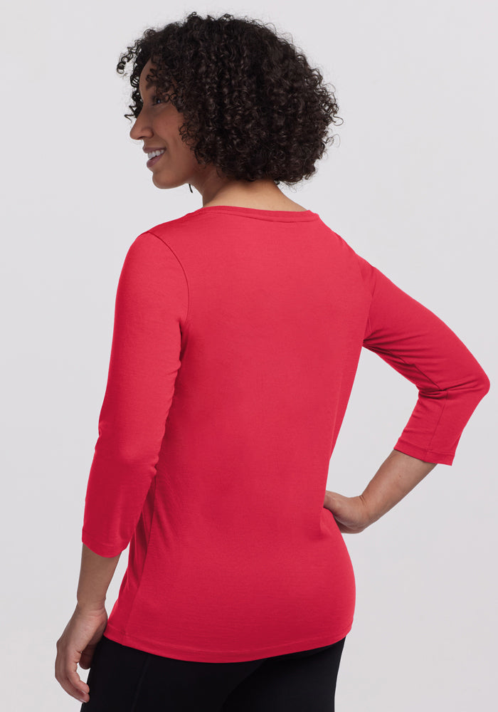 Jenny 3/4 Sleeve Crew Neck - Berry Ice Pop