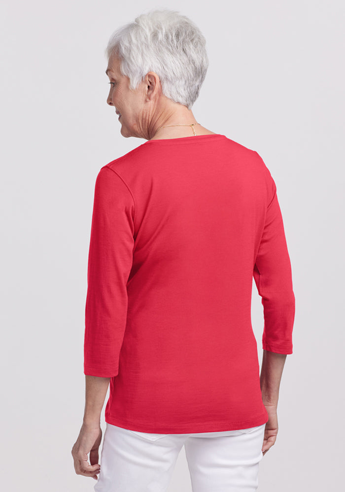 Elena 3/4 Sleeve V Neck - Berry Ice Pop