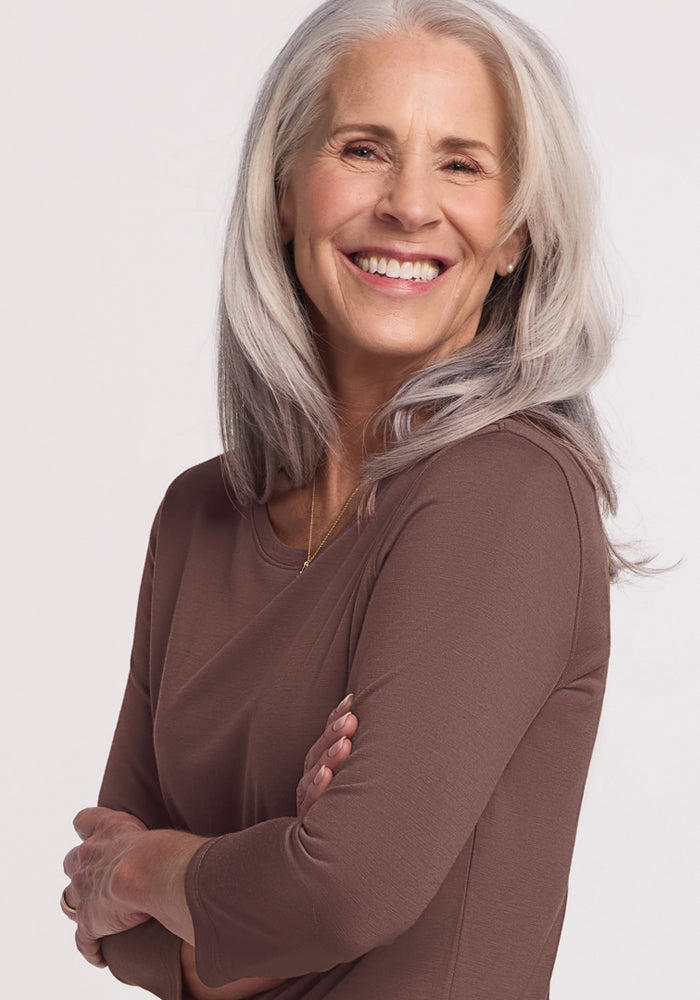 Jenny 3/4 Sleeve Crew Neck - Peppercorn