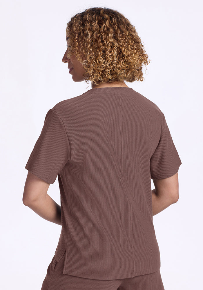 Delia Ribbed Short Sleeve - Peppercorn