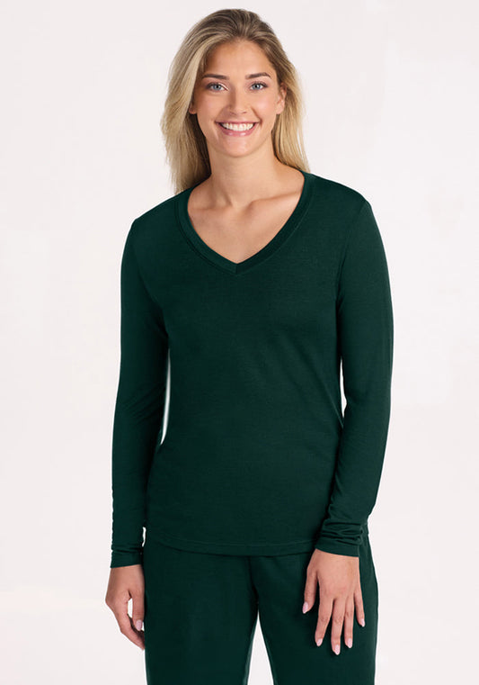 Lily V Neck Lounge Top - Deep Pine