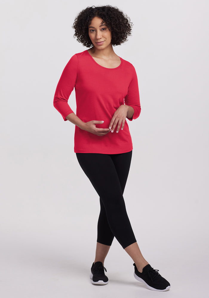 Jenny 3/4 Sleeve Crew Neck - Berry Ice Pop