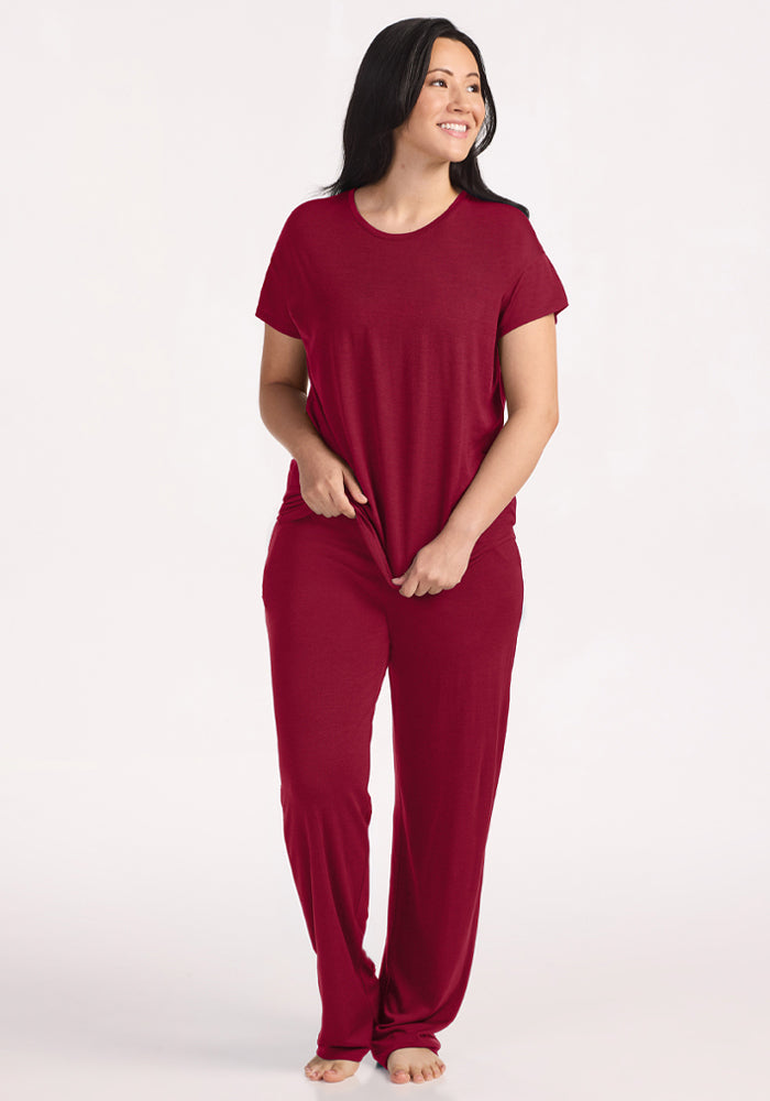 Billie Lounge Tee - Beet Red