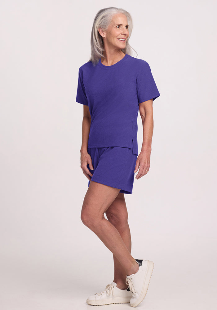 Delia Ribbed Short Sleeve - Berry Indigo