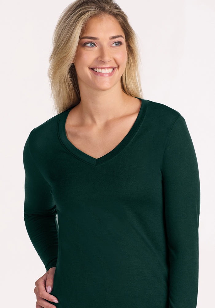 Lily V Neck Lounge Top - Deep Pine