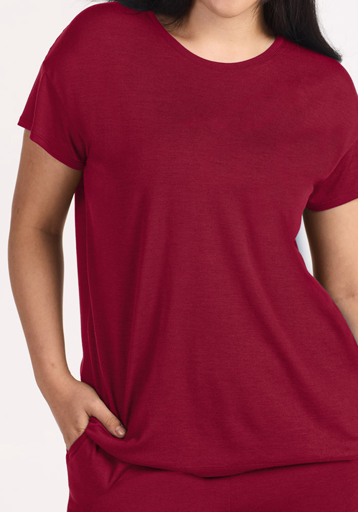 Billie Lounge Tee - Beet Red