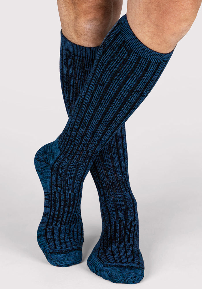Mens Joey Mid Calf Socks - Steel Blue