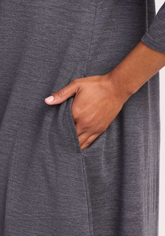 Rissa A Line Dress - Cinder Melange