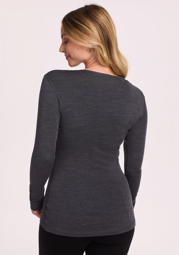 Hannah Long Sleeve Top - Cinder Melange