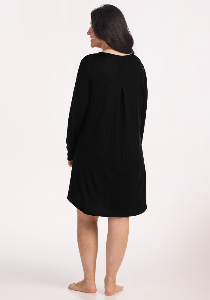 Lucille Long Sleeve Nightgown - Black