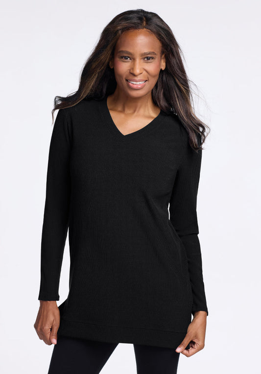 Evie Ribbed Tunic - Black