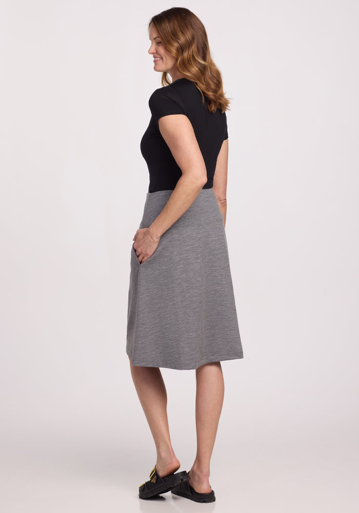 Marilyn Flowy Midi Skirt - Graphite Heather