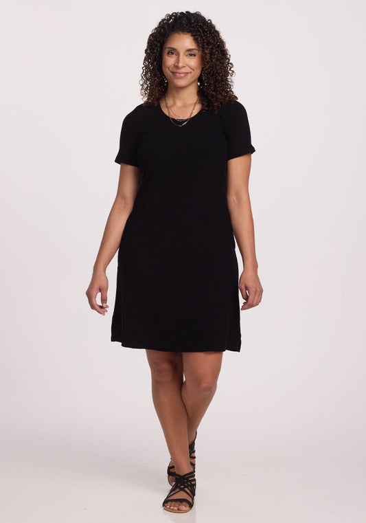 Harlowe Ribbed Dress - Black