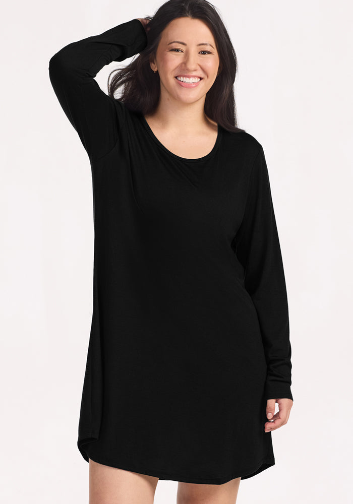 Lucille Long Sleeve Nightgown - Black