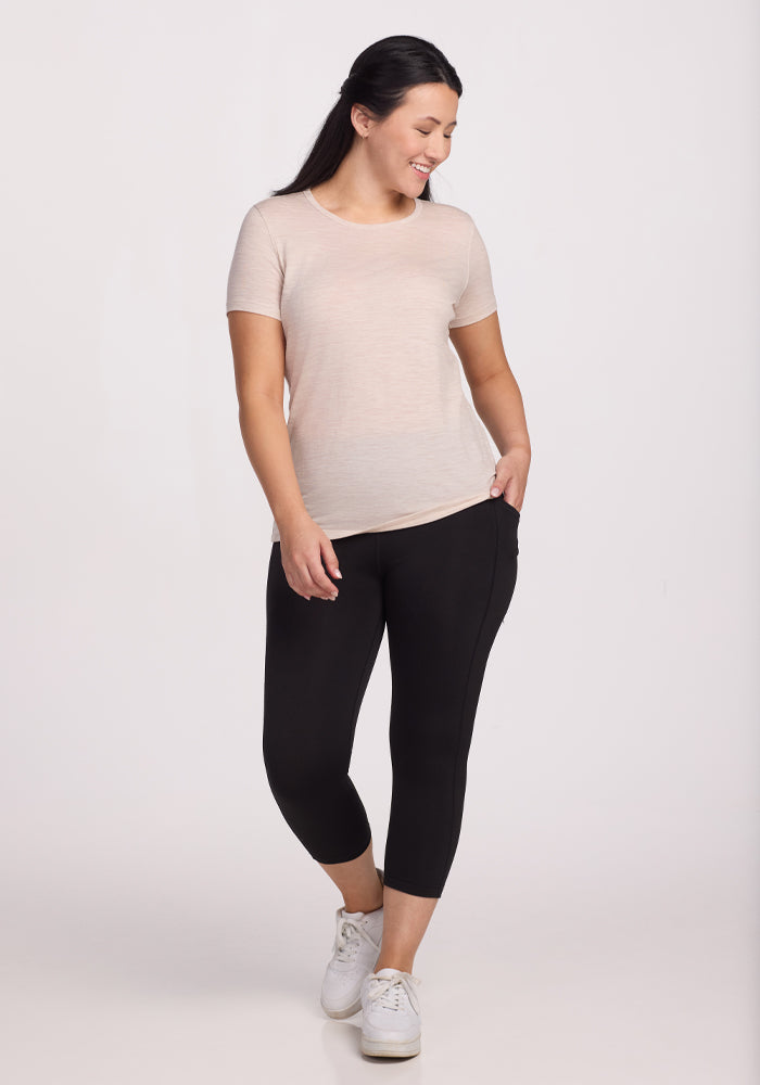 Liza Crew Neck Tee - Cream Heather