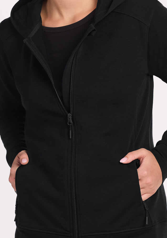 Darby Petite Zip Up Hoodie - Black
