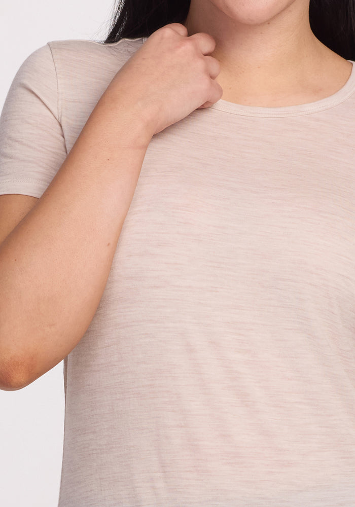 Liza Crew Neck Tee - Cream Heather
