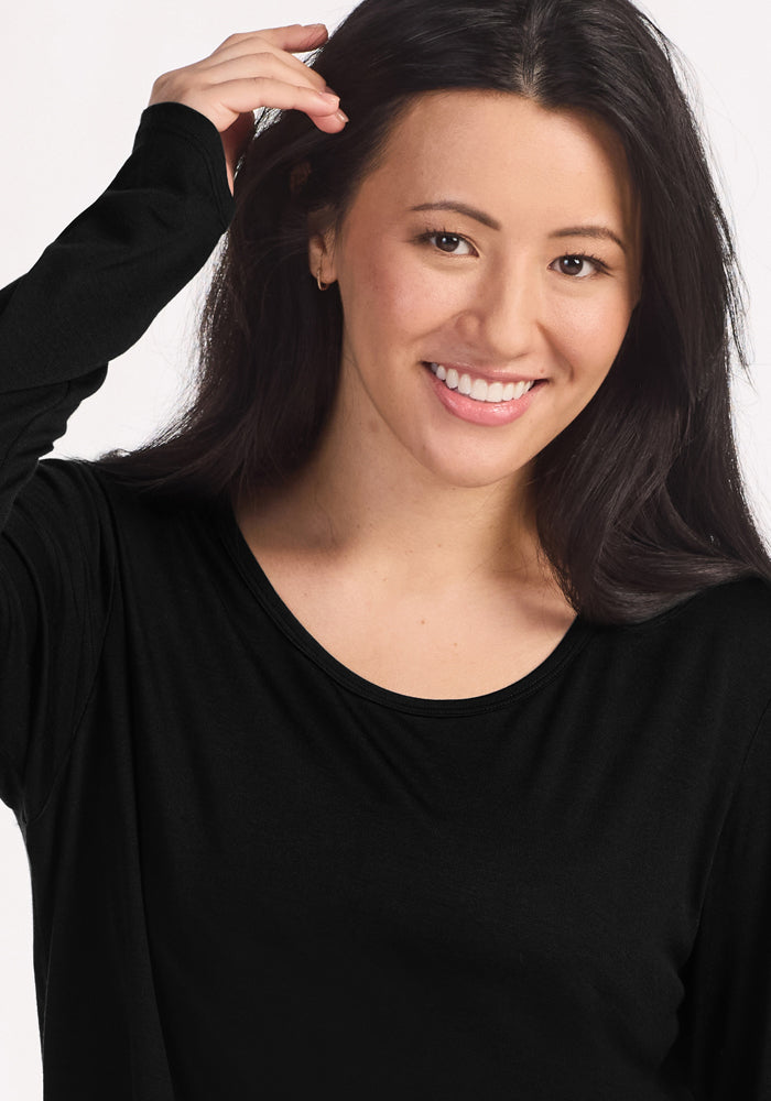 Lucille Long Sleeve Nightgown - Black