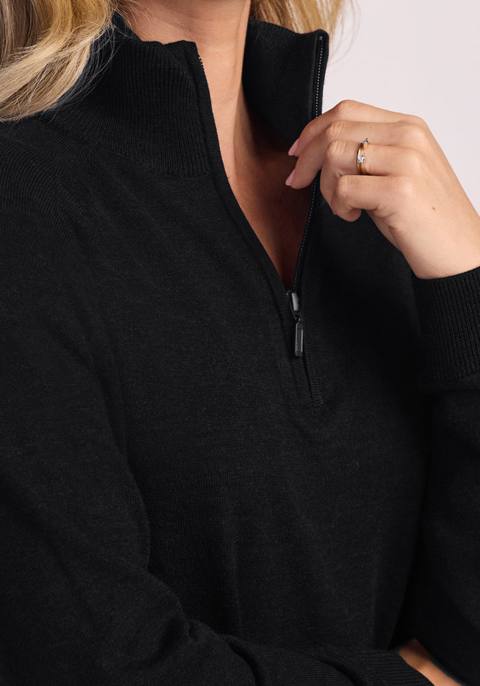 Collins 1/4 Zip Sweater - Black