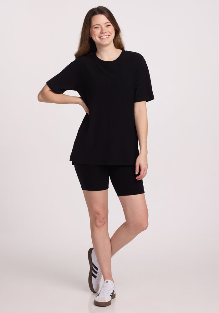 Vera Ribbed Tunic - Black