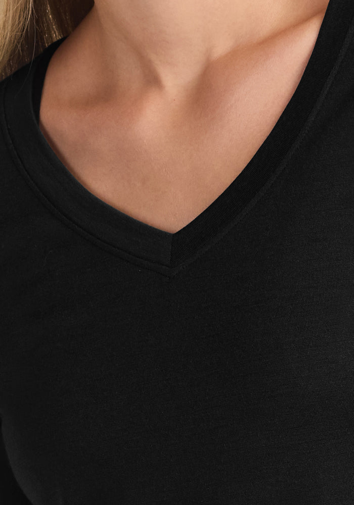 Lily V Neck Lounge Top - Black