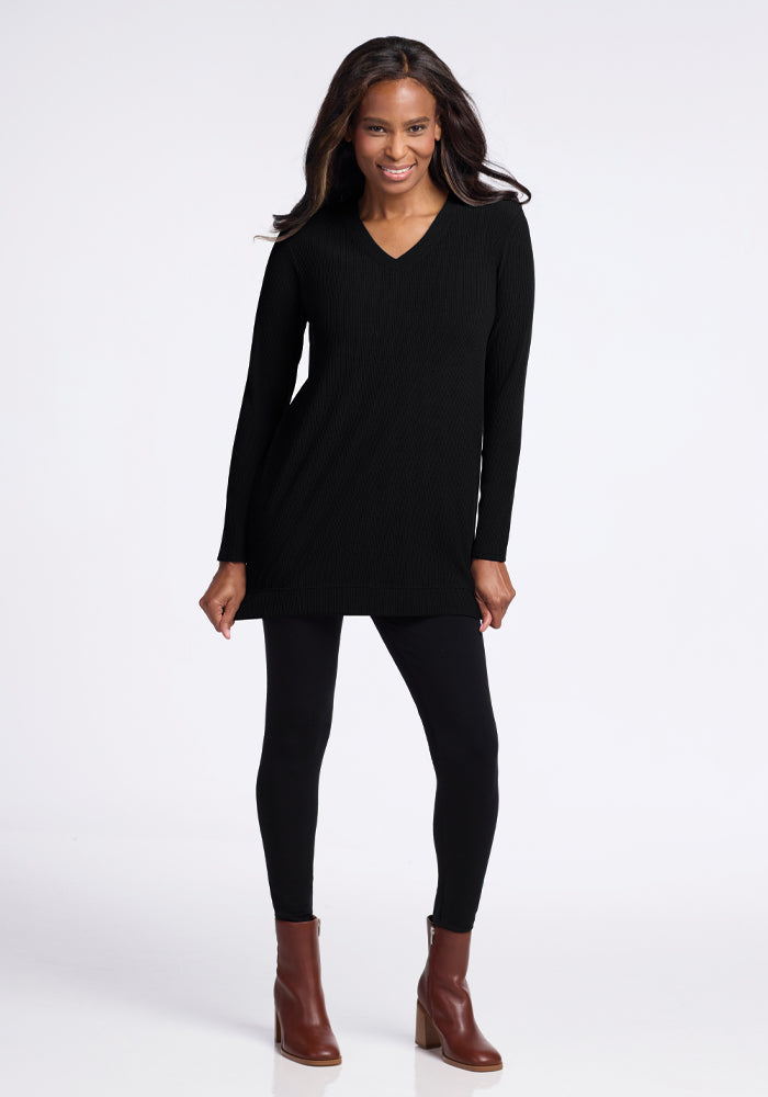 Evie Ribbed Tunic - Black