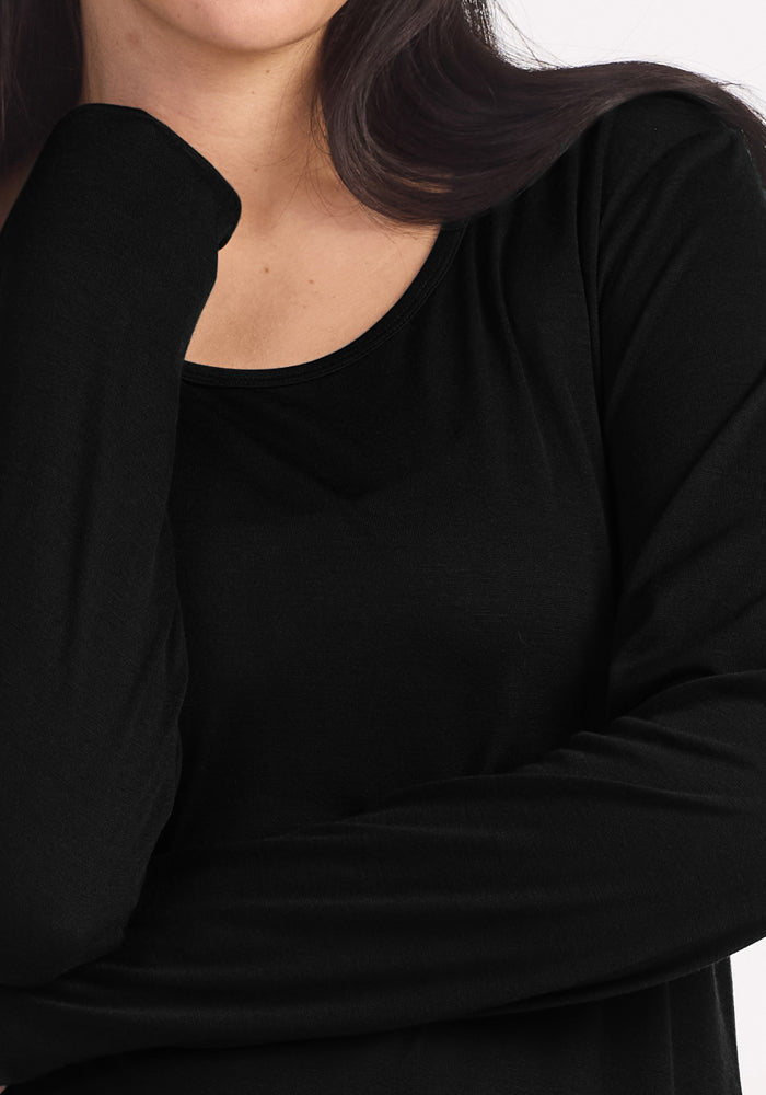 Lucille Long Sleeve Nightgown - Black