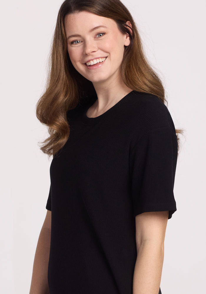 Vera Ribbed Tunic - Black