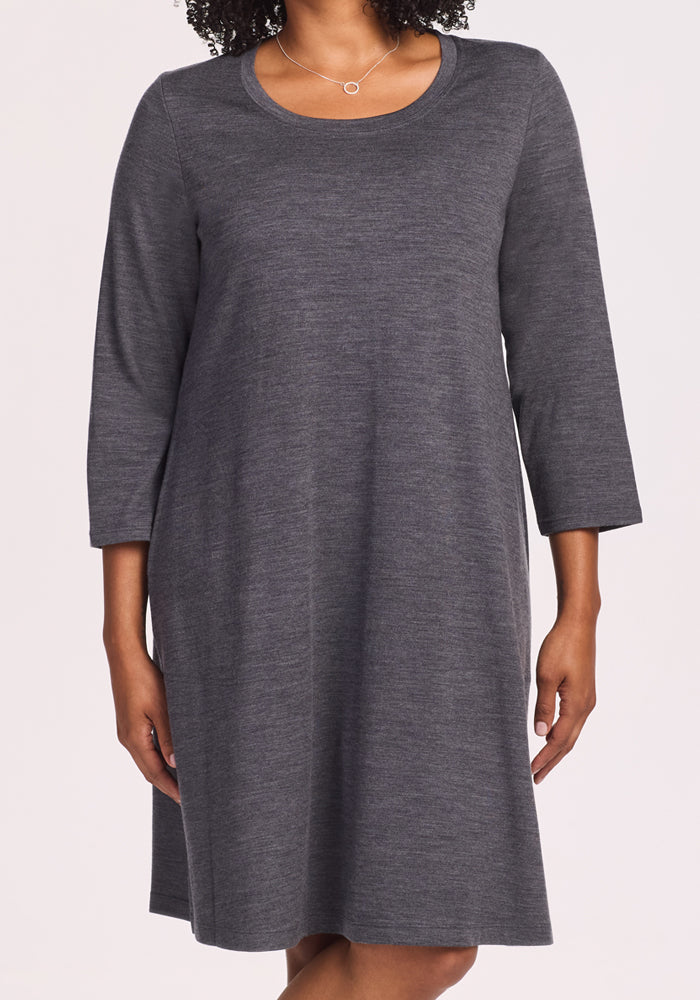 Rissa A Line Dress - Cinder Melange