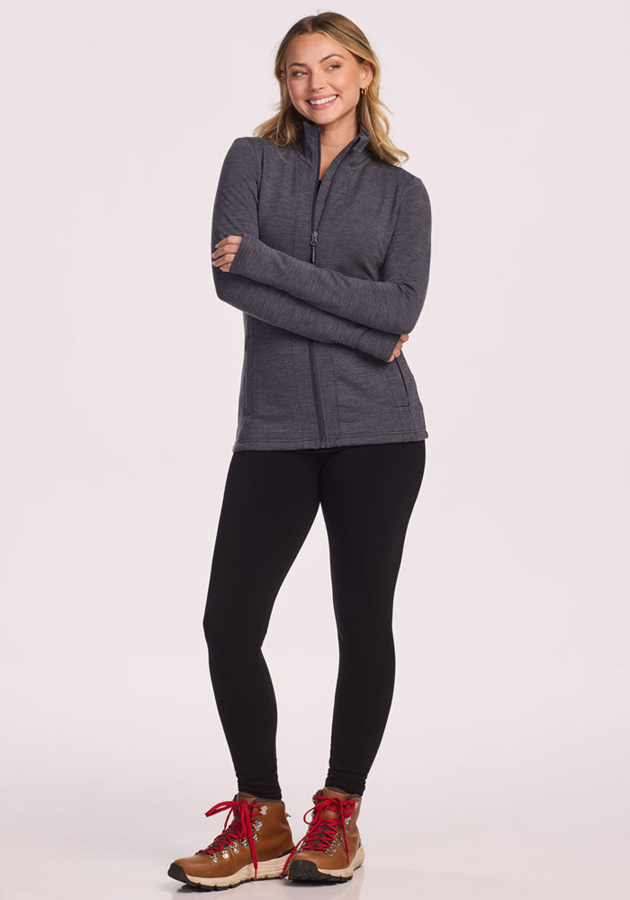 Finley Zip Up Sweatshirt - Cinder Melange