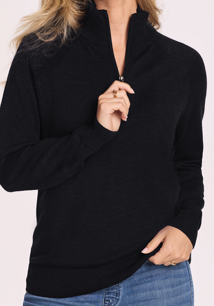 Collins 1/4 Zip Sweater - Black