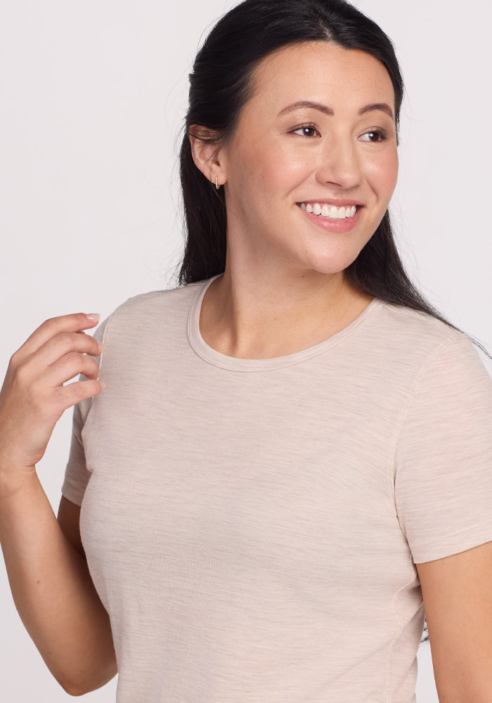 Liza Crew Neck Tee - Cream Heather
