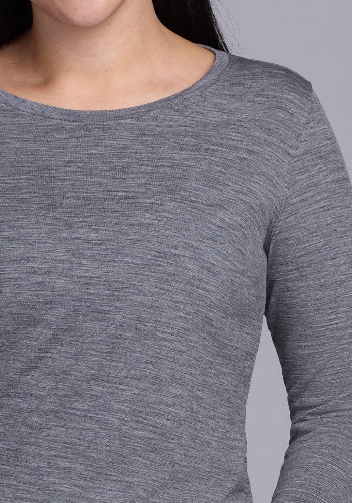 Jenny 3/4 Sleeve Crew Neck - Graphite Heather