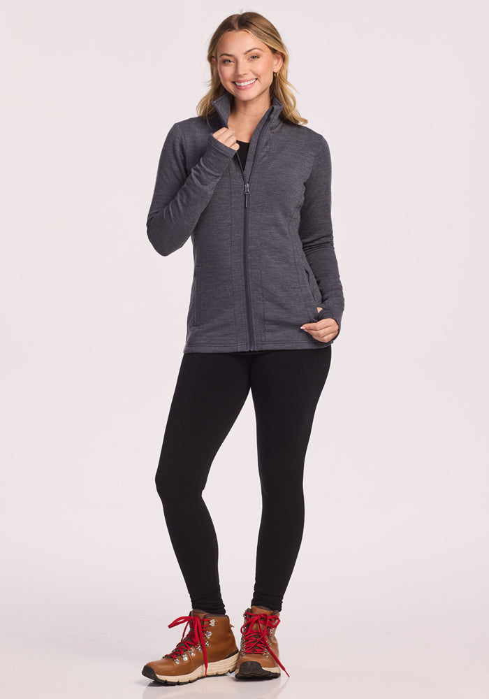 Finley Zip Up Sweatshirt - Cinder Melange
