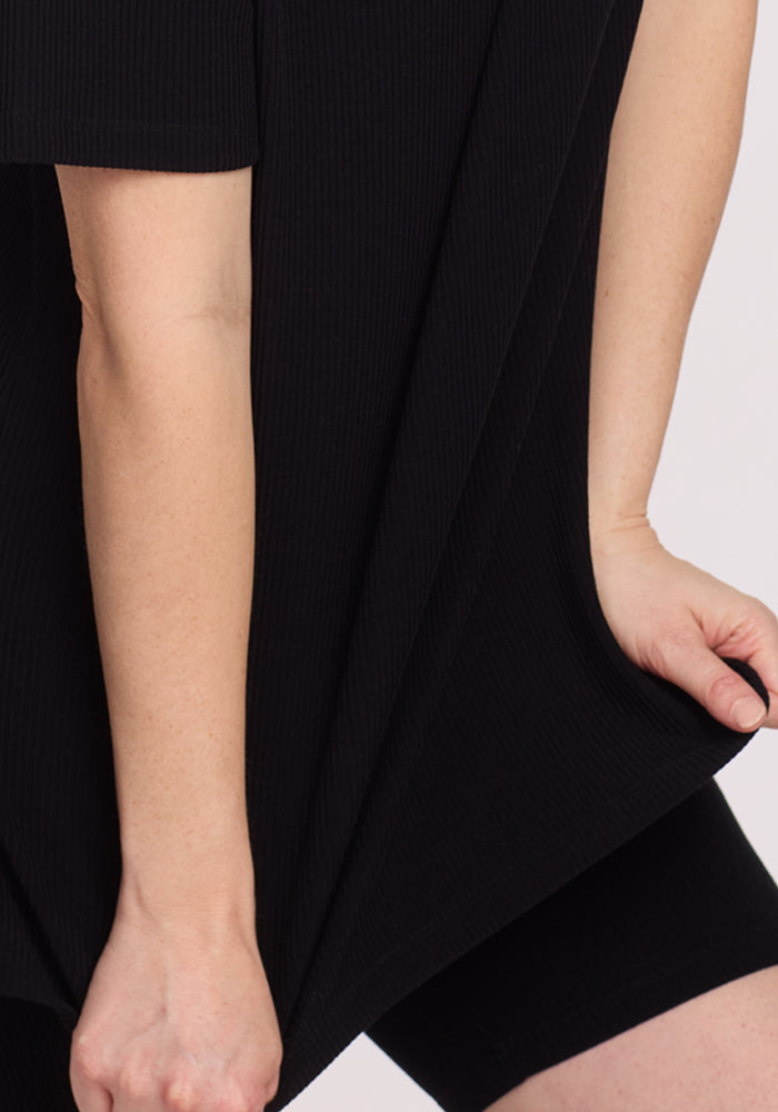 Vera Ribbed Tunic - Black